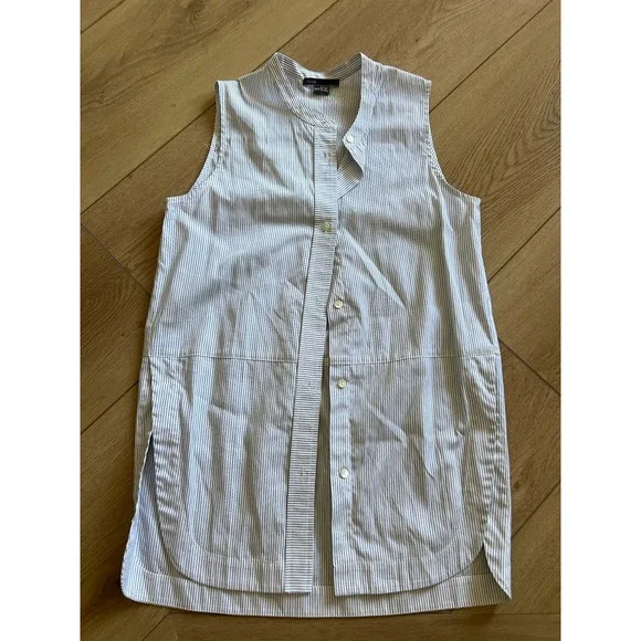 Vince Striped‎ Sleeveless Blouse Tunic XXS Button Front Top - Picture 2 of 7